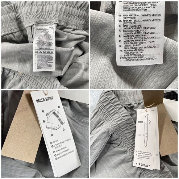 Adidas Shorts Women 2XL Heather Gray Three Stripe Woven Pacer Gym Running GT1185 - Picture 6 of 12